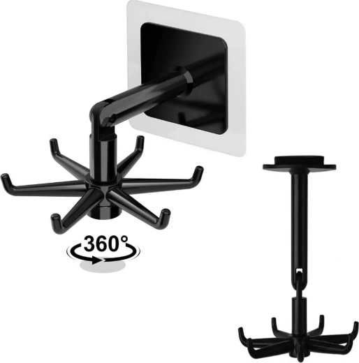 Kuchyňský otočný háček samolepicí černý