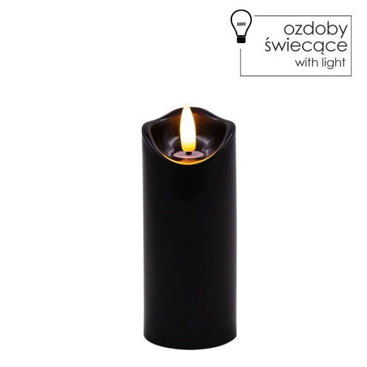 LED svíčka černá 5 × 12,5 cm s mihotavým plamenem