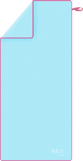Rychleschnoucí mikrovláknový ručník NILS aqua, světle modrý/růžový, 200 × 90 cm