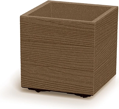 Květináč Madera Square Eco Wood 29 cm – čtvercový plastový květináč s dekorem dřeva