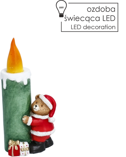 Vánoční LED dekorace medvídek v kostýmu Santa Clause - 1 kus