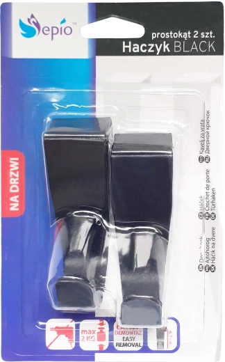 Nerezový háček na zásuvku, černý, 2 ks