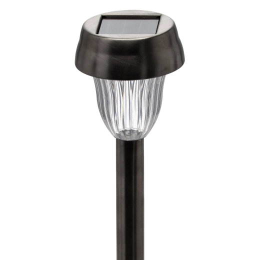 Solární zahradní lampa MINO 36 cm, studená bílá, nerez