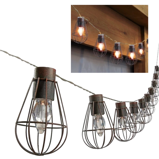 Solární venkovní girlanda loft 10 LED teplá bílá 3,8 m