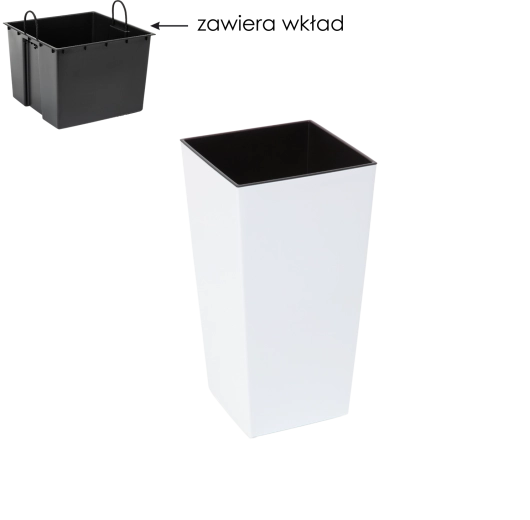 Květináč Finezja 14 × 14 cm bílý s vložkou Lamela