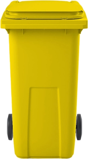 Žlutá venkovní popelnice na odpad 240 l z HDPE