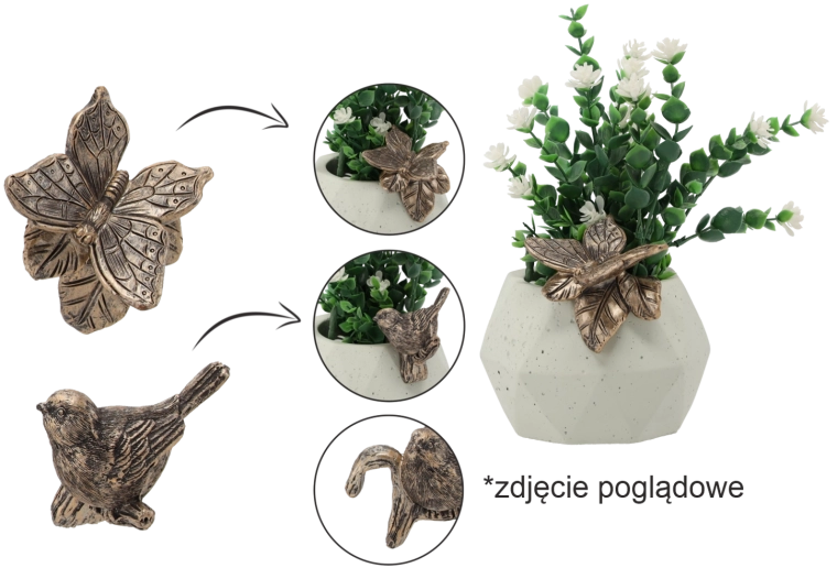 Zahradní dekorace na květináč – pták nebo motýl