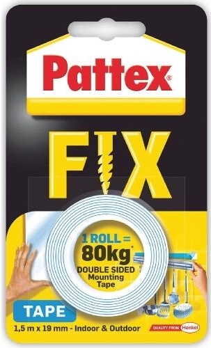 Oboustranná montážní páska PATTEX Super Fix 19 mm × 1,5 m, nosnost 80 kg