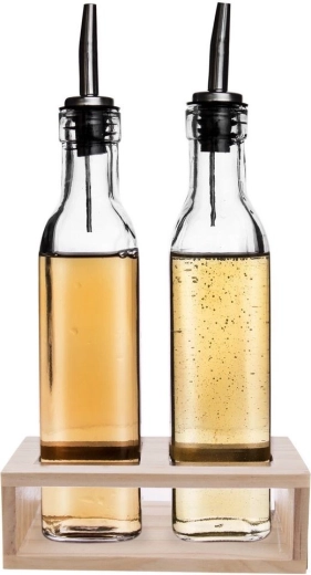 Skleněné dávkovače na olej a ocet ve stojanu 2×300 ml