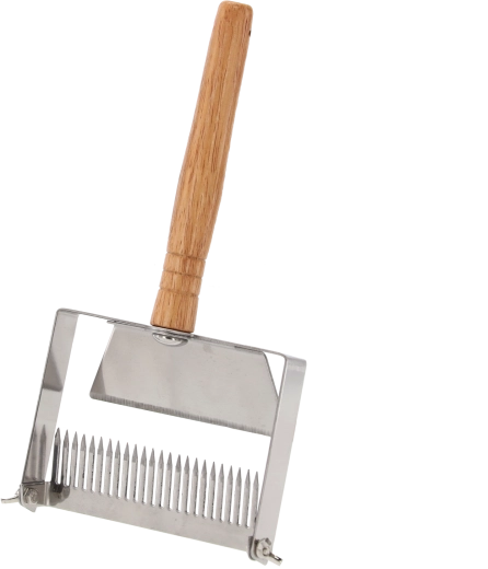 Odkapávací vidlička na odvíčkování medu z nerezové oceli s dřevěnou rukojetí 25 × 13 cm