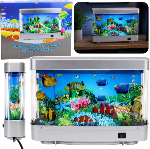 Dekorativní LED noční lampička akvárium s pohyblivými rybičkami 3D