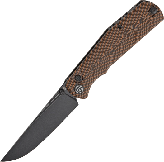 Petrified Fish Lis oranžový kapesní nůž s povrchovou úpravou Black Stonewash, G10 G-Mascus