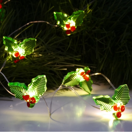 Světelný LED řetěz jmelí 20 LED na baterie, teplá bílá, 2,2 m