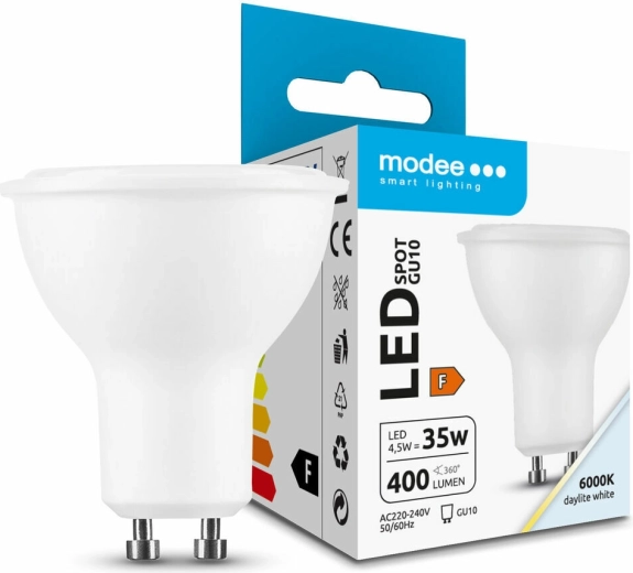 Modee Lighting LED bodová žárovka GU10 4,5 W 400 lm studená bílá