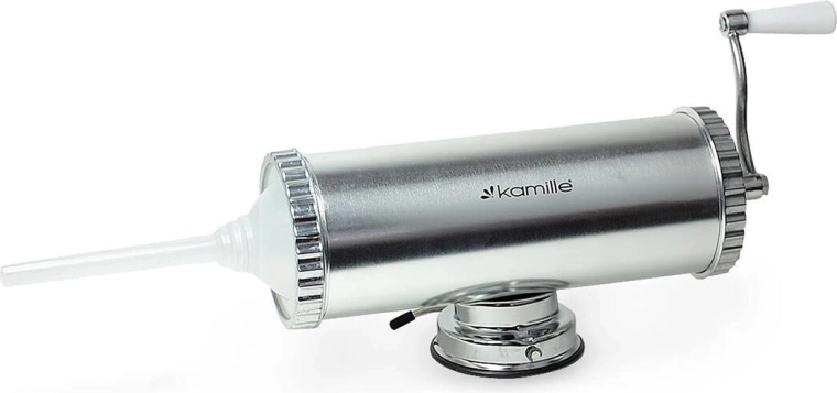 Ruční plnička jitrnic a klobás z hliníku s přísavkou a 3 nástavci