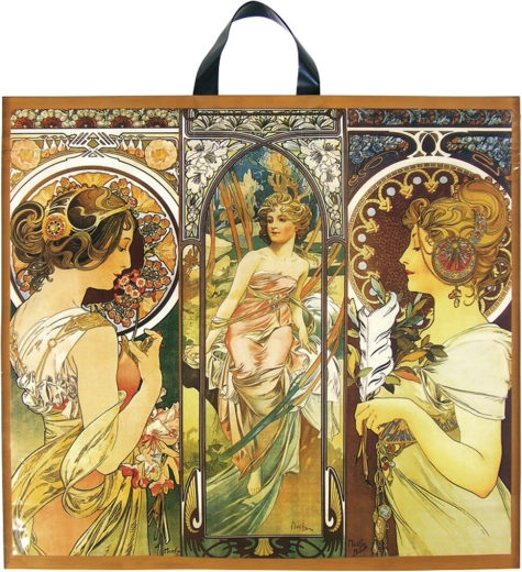 Taška z umělé hmoty s motivem Alfons Mucha 55 × 50 cm