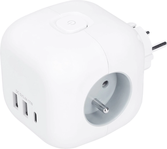 Solight rozbočka kostka 3 zásuvky 230 V + USB-A/USB-C, bílá