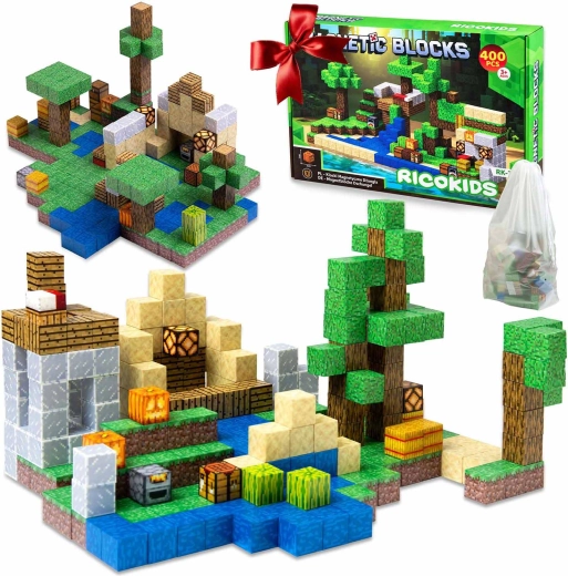 Ricokids magnetické stavební kostky s pixelovými motivy, 400 dílků