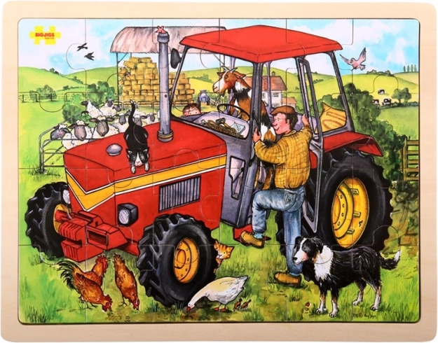 Dřevěné puzzle traktor 24 dílků BIGJIGS TOYS