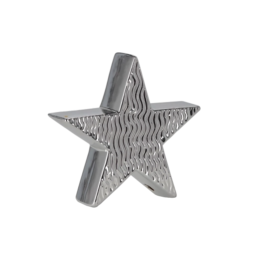 Vánoční dekorativní figurka hvězda stříbrná 16,2 × 4,4 × 15,3 cm - 1 kus