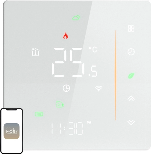 Moes Wi‑Fi termostat pro elektrické podlahové topení bílý