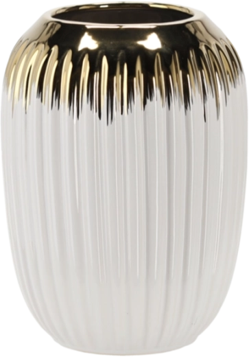 Keramická váza 15 × 15 × 20 cm bílo‑zlatá