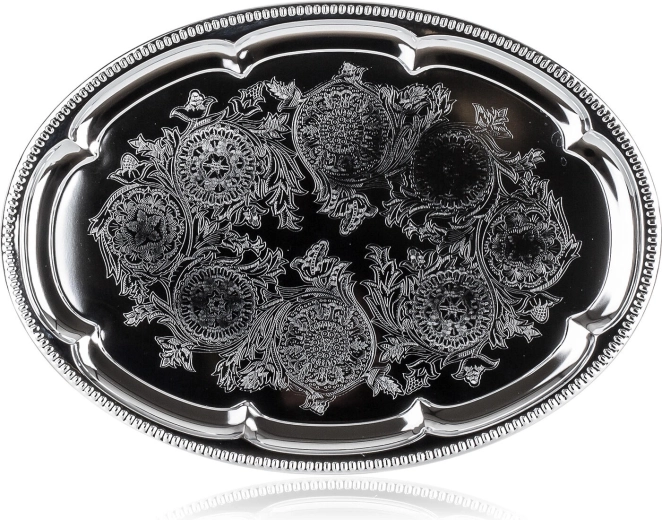 Oválný servírovací tác AKCENT 40,5 × 29 cm chrom