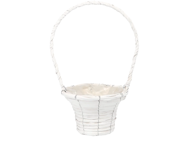 Bílý proutěný košík jako obal na květináč 20 × 41 cm