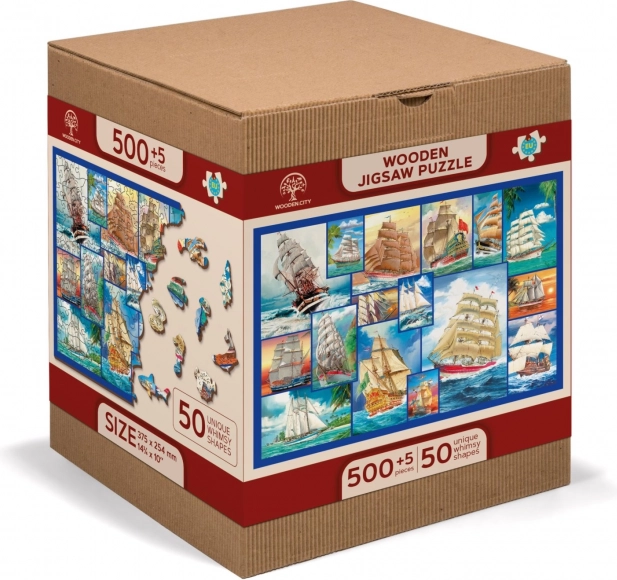 Dřevěné Puzzle Plachetnice 2v1 505 Dílů od Wooden City