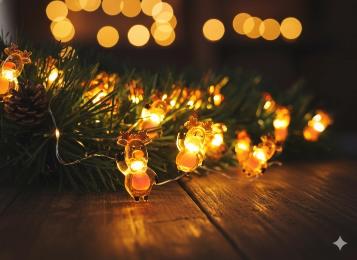 Světelný řetěz LED s motivem jelínků, 20 světel, na baterie