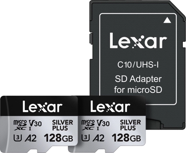 Sada 2 paměťových karet LEXAR High-Performance Silver Plus microSDXC 128 GB + adaptér