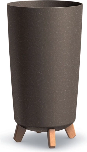 Květináč Tubus Slim Eco Wood, kávová barva, 19,5 × 36,5 cm