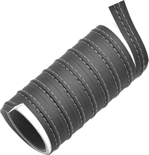 Dekorační páska do interiéru auta 2 m černo‑stříbrná z eko kůže