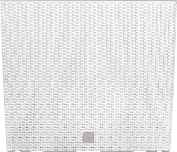 Vysoký plastový truhlík s ratanovým vzhledem a vkladem, bílý 58 × 18 × 49,8 cm