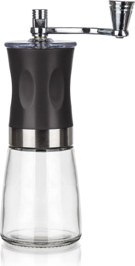 Ruční mlýnek na kávu s keramickým mletím Culinaria, 19 cm, sklo/černý