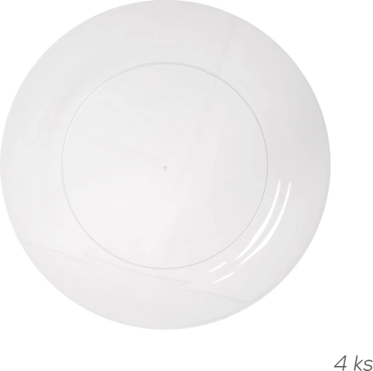 Mělký talíř z polypropylenu 23 cm transparentní - 4 ks