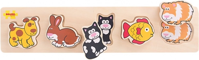 Dřevěné vkládací puzzle domácí zvířata BIGJIGS