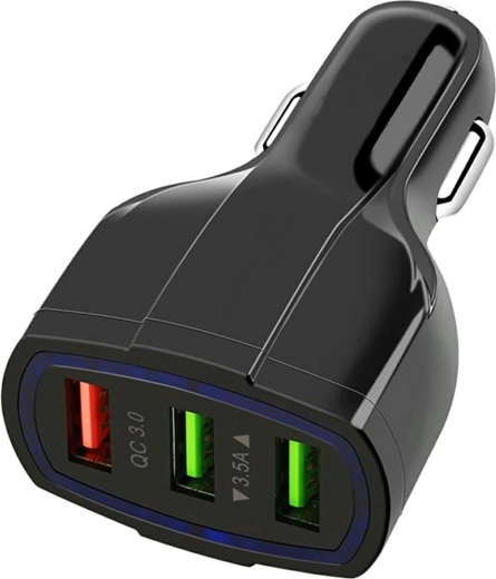 Autonabíječka QC 3.0, 3× USB, černá