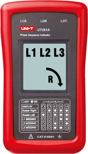 Uni-T UT261A tester pořadí fází a směru otáčení motoru