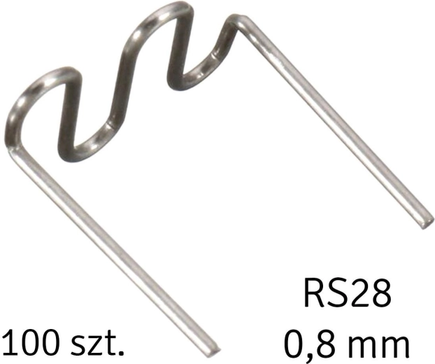 Spony pro svařování plastů RS28, 0,8 mm, nerez, 100 ks