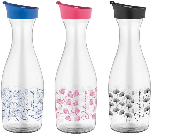 Skleněná karafa Odesa 1 l s víčkem, dekorovaná