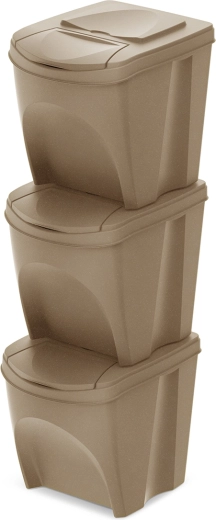 Sada třídicích košů Sortibox Eco Wood 3×25 l, naturo