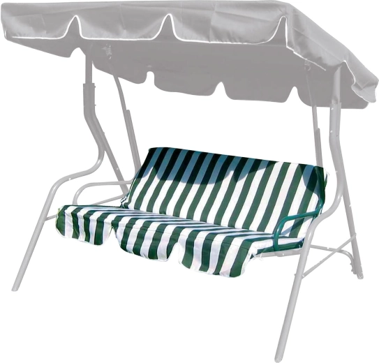 Polstr na zahradní houpačku 129 × 43 cm pruhy zelená/bílá (2 ks)