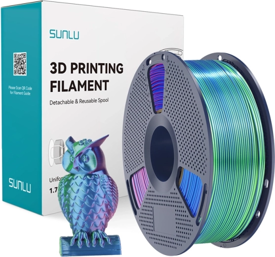 Sunlu PLA+ silk tříbarevný filament pro 3D tisk modrá–zelená–fialová