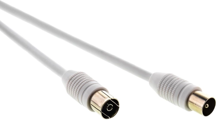 Sencor anténní koaxiální kabel IEC vidlice–zásuvka 7,5 m bílý