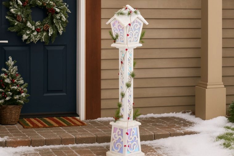 Vánoční bílá LED lucerna 120 cm