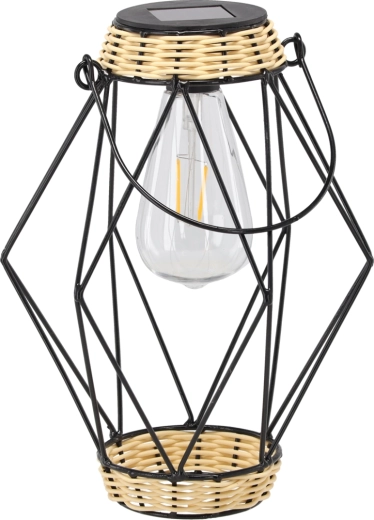 Solární kovový lampion černý 22 cm s LED