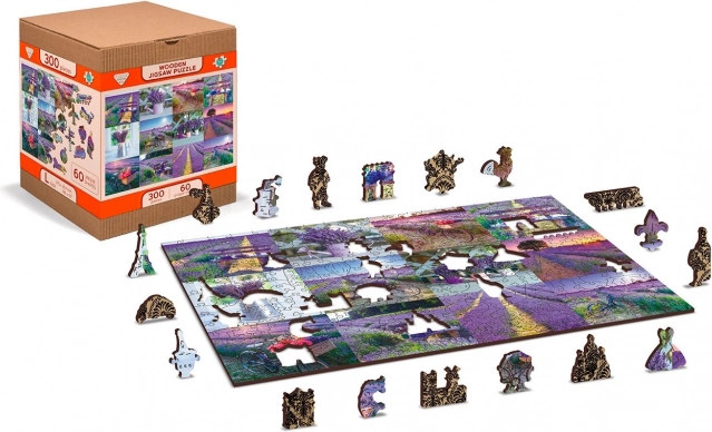 Dřevěné puzzle WOODEN CITY levandulová Francie 2v1, 300 dílků