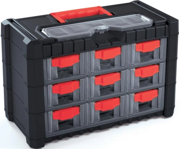 Plastová skříňka na nářadí CARGO 9+1, 400 × 200 × 260 mm