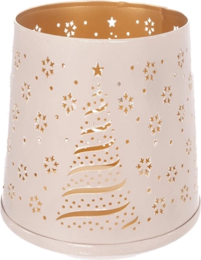 Kovový svícen Tree bílo-zlatý 14 cm